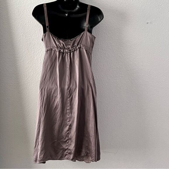 VTG Y2K Max Studio 100% Silk Gray Adjustable Camisole Cami Strap Slip Dress M - Picture 4 of 12